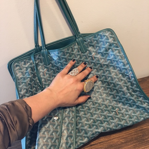 Goyard Handbags - Goyard Green Logo Tote Bag w/ Zipper